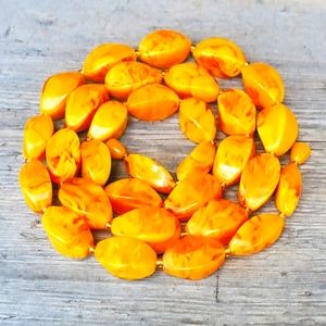 vintage egg yoke amber necklace